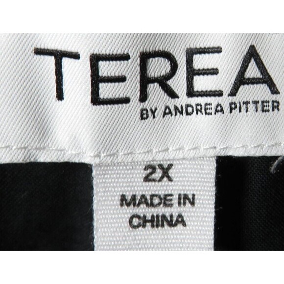 Terea By Andrea Pitter Black Button Front Short Sleeve Challis Top Plus Size 2X - Picture 5 of 8